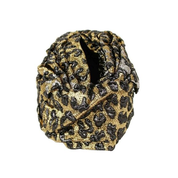 Gucci Women's Gold / Silver Metallic Leopard Print Turban Headband M / 57 - Picture 3 of 6